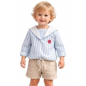 1980s Vintage Good Lad Sailor Top Seersucker Nautical USA Made size 3-4T